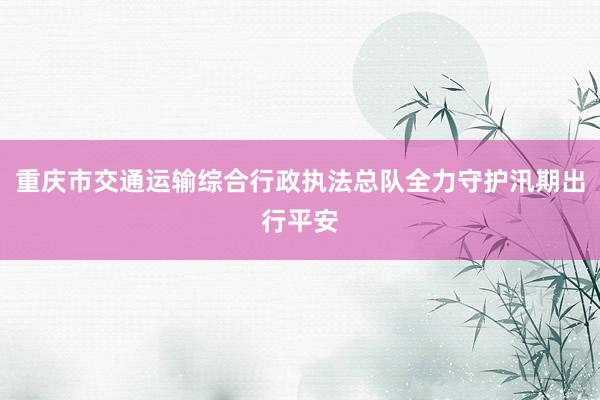 重庆市交通运输综合行政执法总队全力守护汛期出行平安